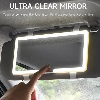 Car Interior Makeup Mirrors Sun Visor Plate LED Mirror for Girls Women Rechargeable Fill Light Universal Vanity Mirror
